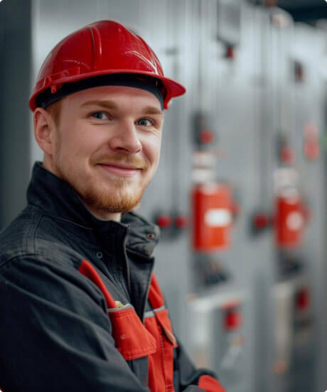 Electrician installing meter